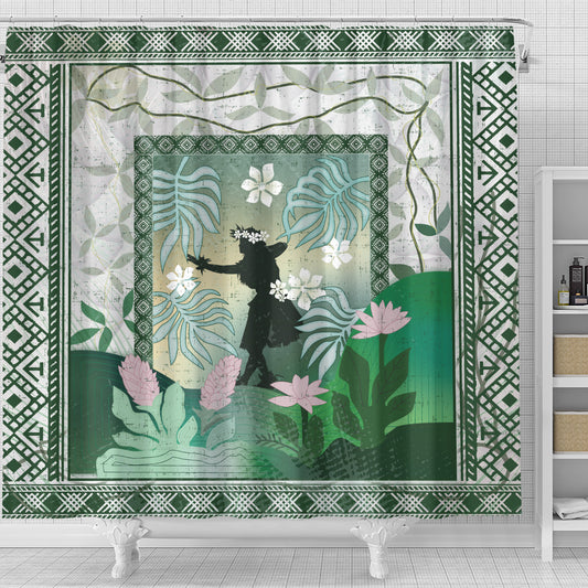 Hawaii Shower Curtain Hawaii Girl Hula Dancers With Tropical Flowers