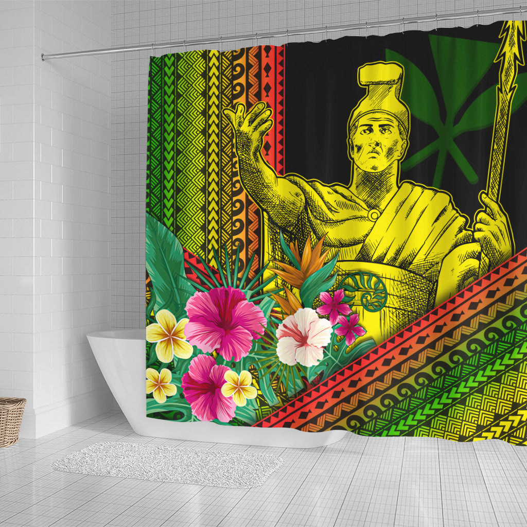 Hawaii Shower Curtain King Kamekameha Kanaka Maoli Polynesian Pattern