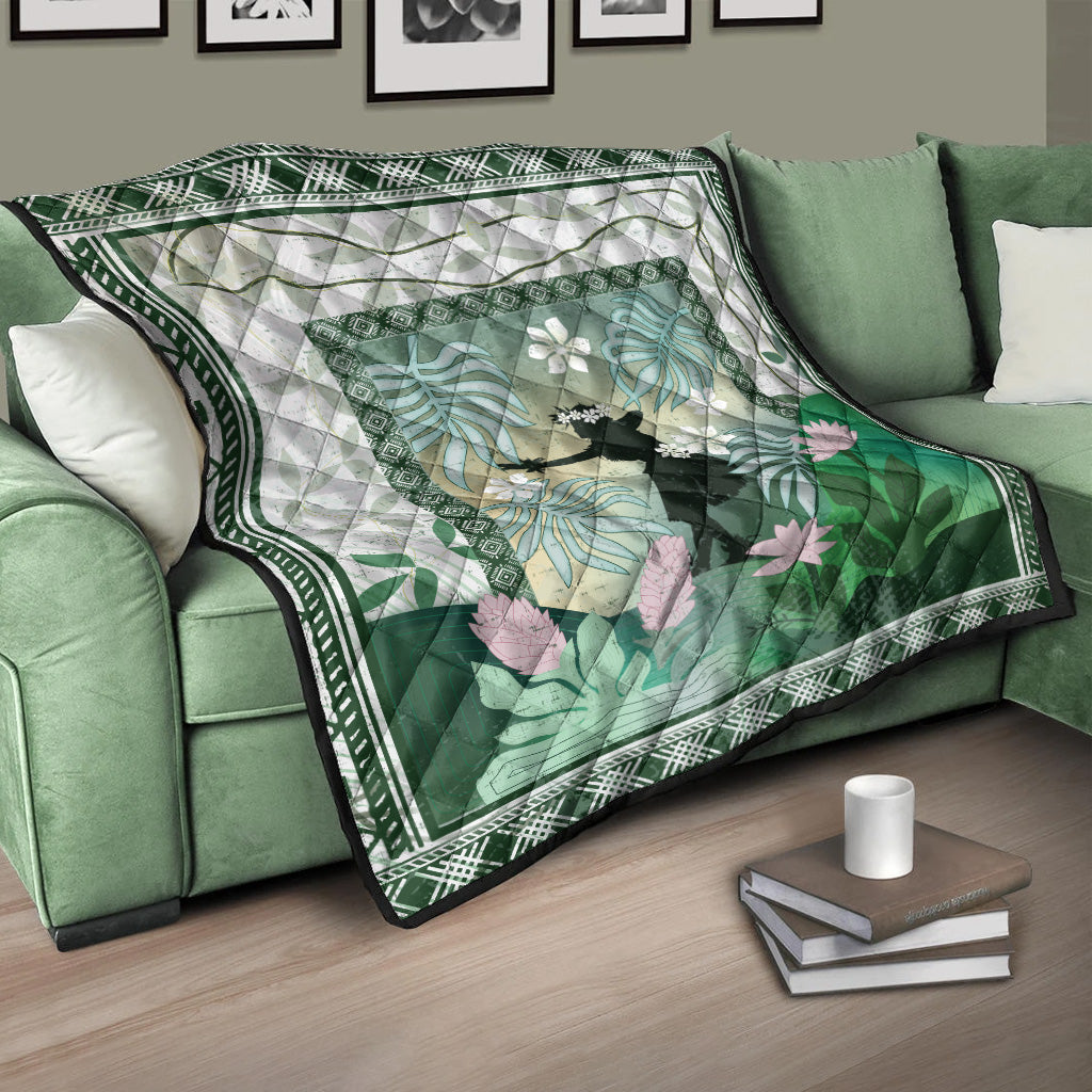Hawaii Premium Quilt Hawaii Girl Hula Dancers With Tropical Flowers