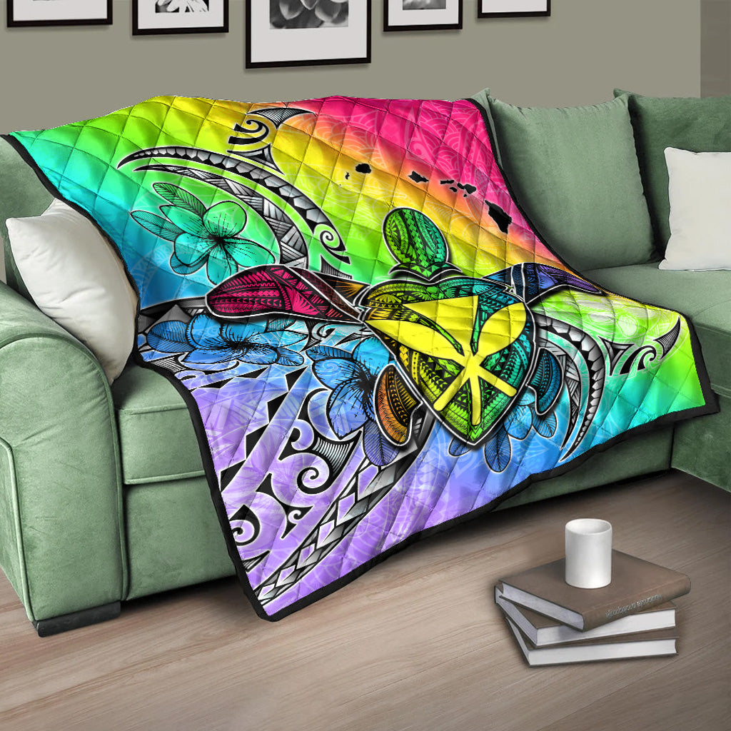 Hawaii Premium Quilt Hawaii Map And Turtle Tribal Patterns