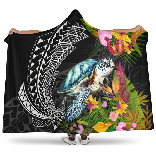 Hawaii Hooded Blanket Kanaka Maoli Hula Girls Polynesian Traditional Tattoo
