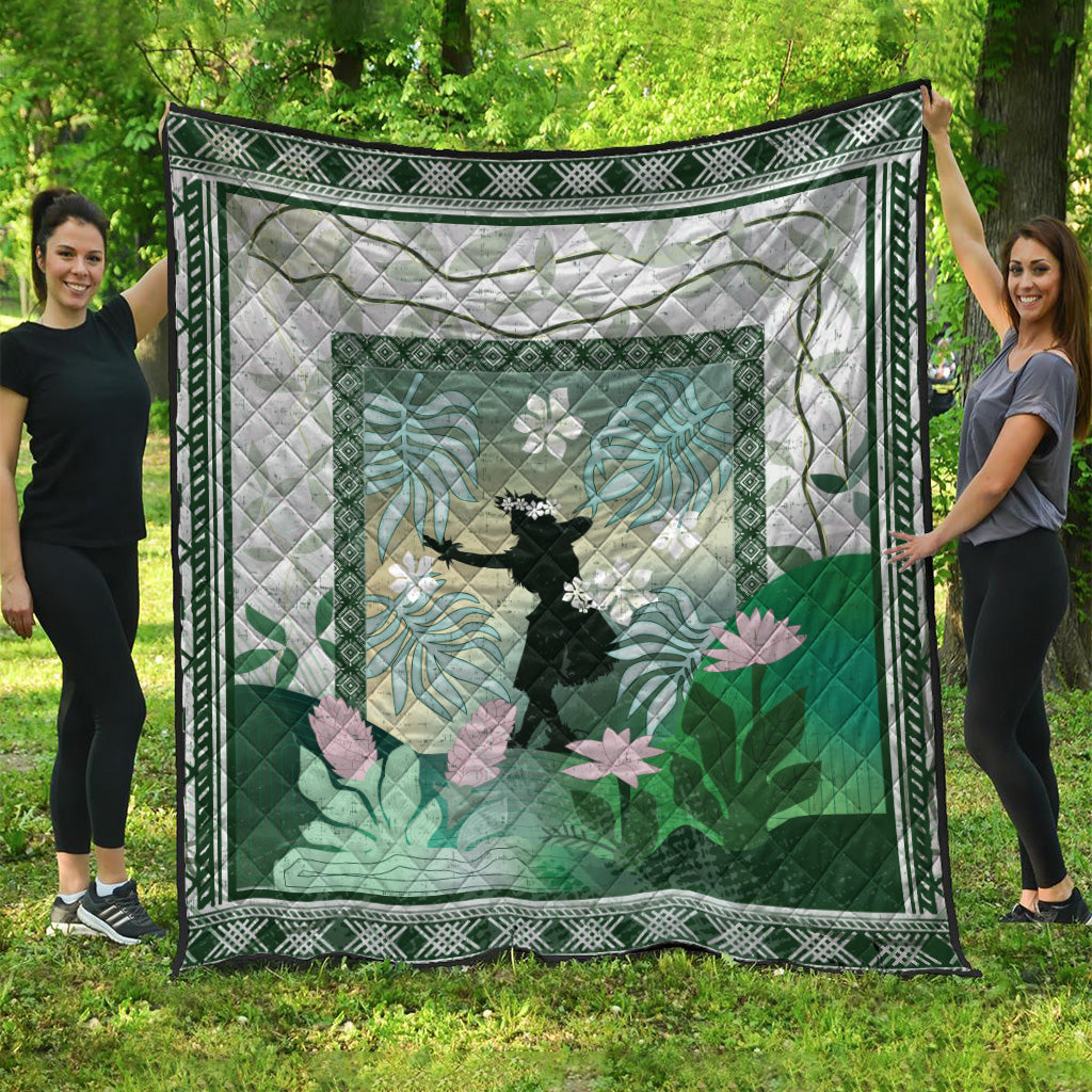 Hawaii Premium Quilt Hawaii Girl Hula Dancers With Tropical Flowers