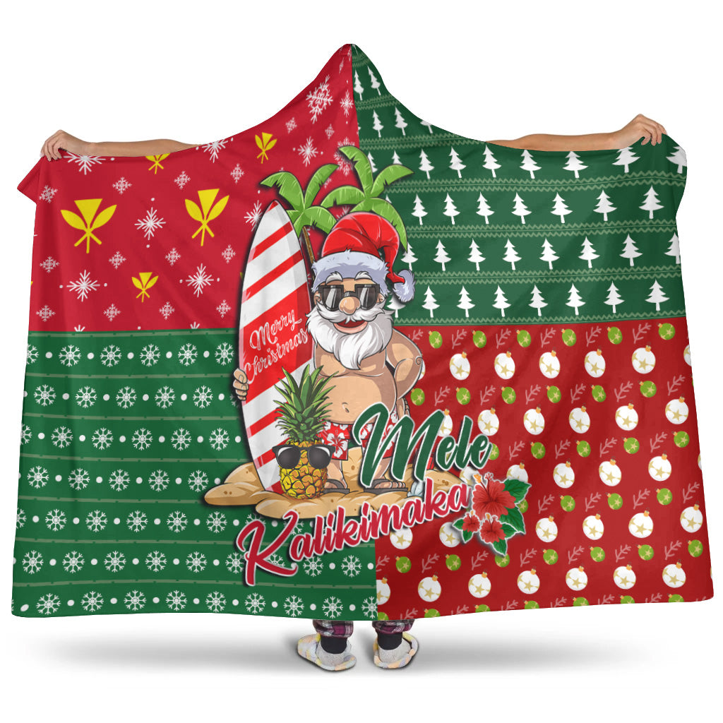 Hawaii Hooded Blanket Mele Kalikimaka Hawaii Christmas Patterns