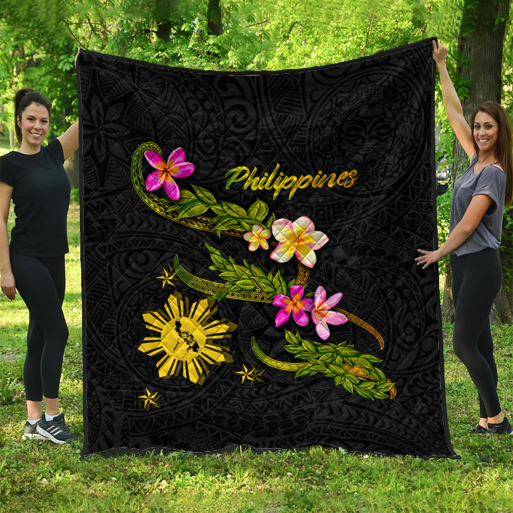 Philippines Filipinos Premium Quilt Philippines Sun And Map Plumeria Tribal