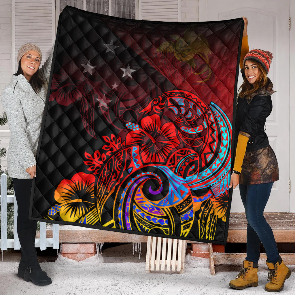 Papua New Guinea Premium Quilt Birds Of Paradise With Flag Color Style