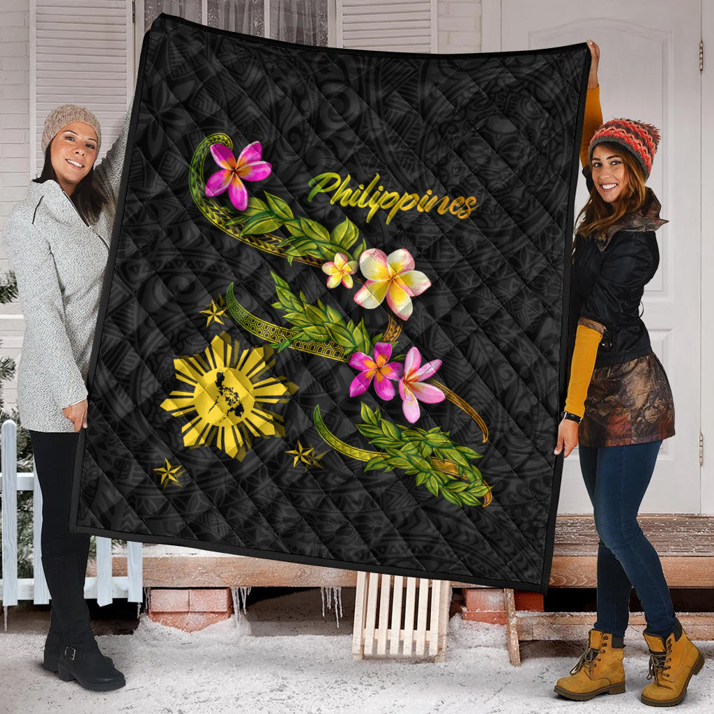 Philippines Filipinos Premium Quilt Philippines Sun And Map Plumeria Tribal
