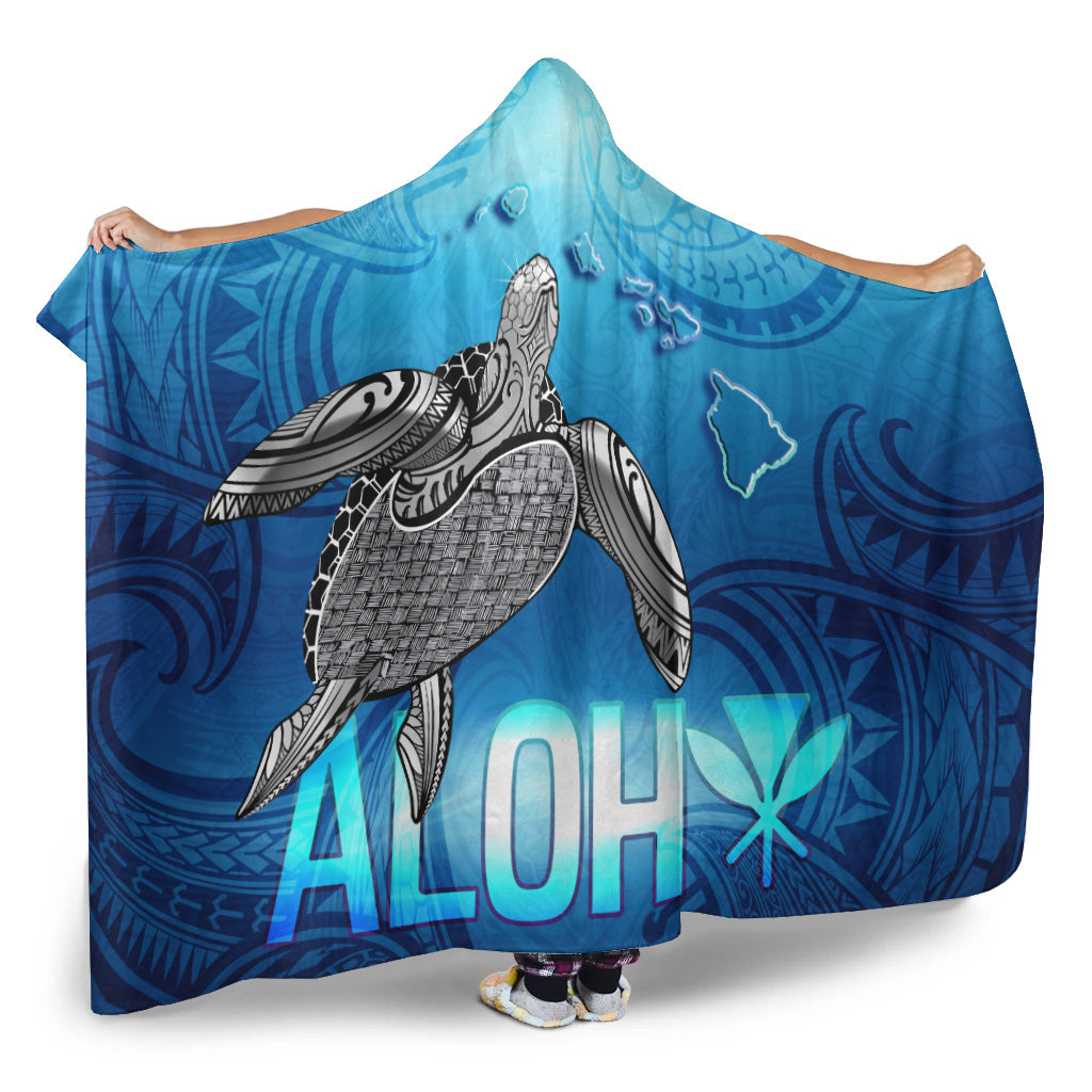 Hawaii Hooded Blanket Aloha Turtle Ocean Style