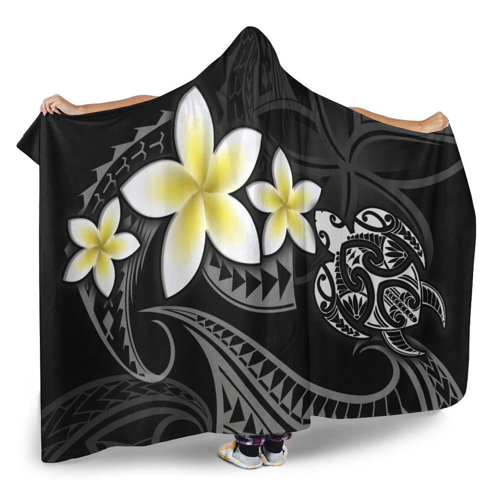 Hawaii Hooded Blanket Hawaiian Turtle Honu Plumeria Tribal Tattoo