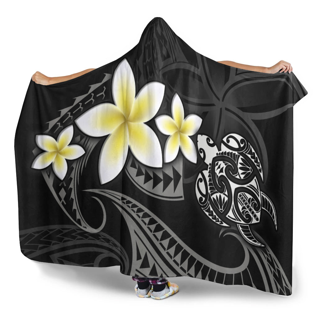 Hawaii Hooded Blanket Hawaiian Turtle Honu Plumeria Tribal Tattoo