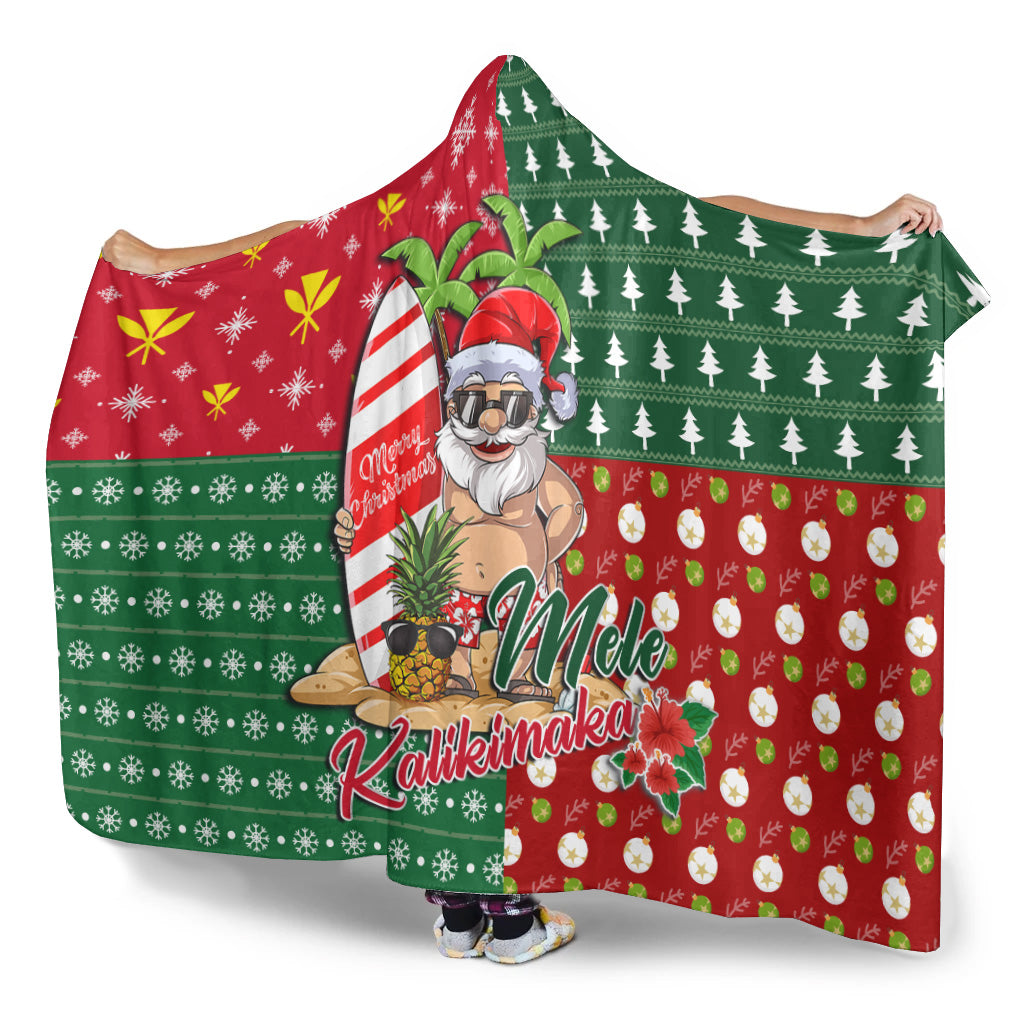 Hawaii Hooded Blanket Mele Kalikimaka Hawaii Christmas Patterns