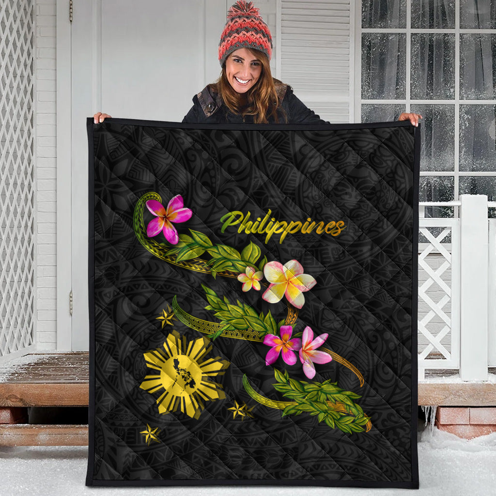 Philippines Filipinos Premium Quilt Philippines Sun And Map Plumeria Tribal