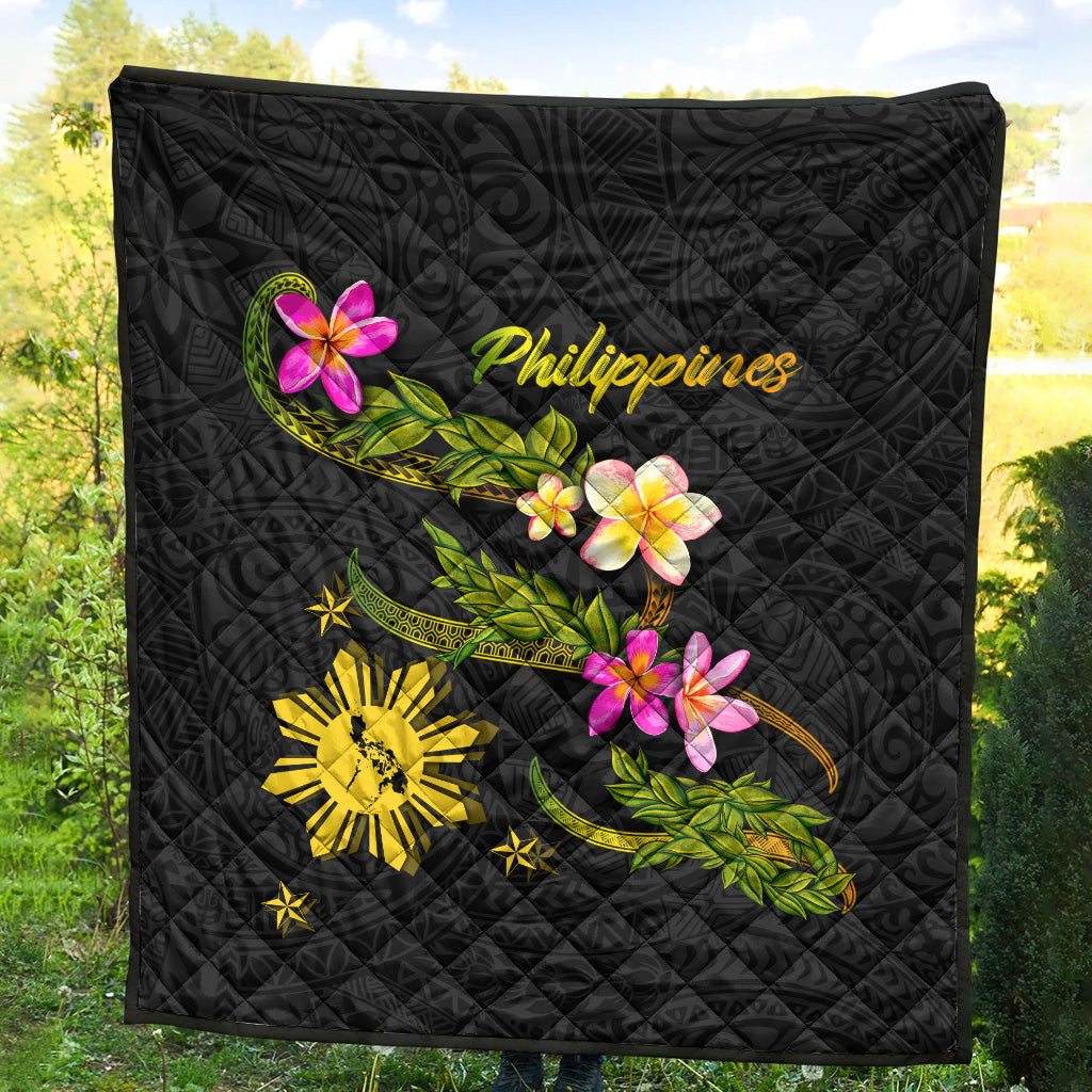 Philippines Filipinos Premium Quilt Philippines Sun And Map Plumeria Tribal