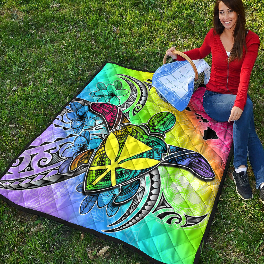 Hawaii Premium Quilt Hawaii Map And Turtle Tribal Patterns