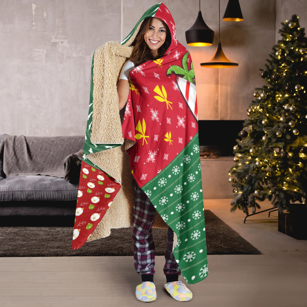Hawaii Hooded Blanket Mele Kalikimaka Hawaii Christmas Patterns