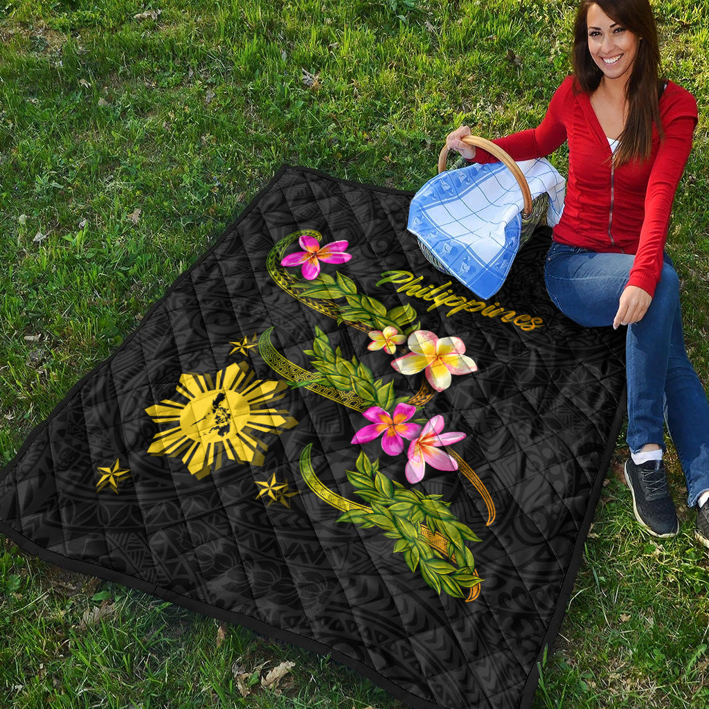 Philippines Filipinos Premium Quilt Philippines Sun And Map Plumeria Tribal