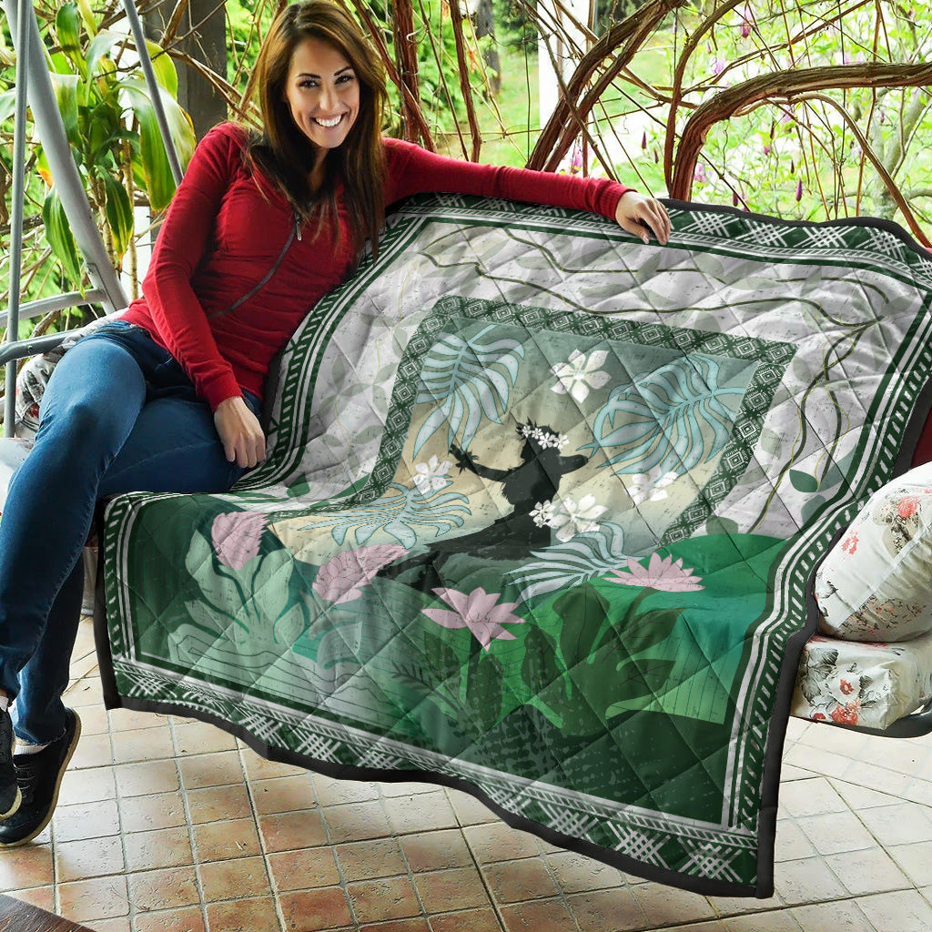 Hawaii Premium Quilt Hawaii Girl Hula Dancers With Tropical Flowers