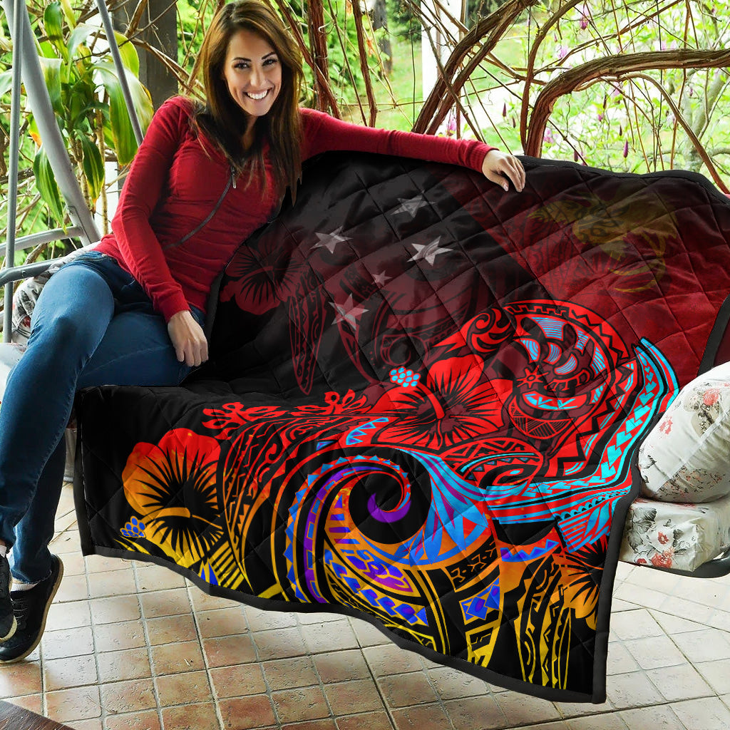 Papua New Guinea Premium Quilt Birds Of Paradise With Flag Color Style