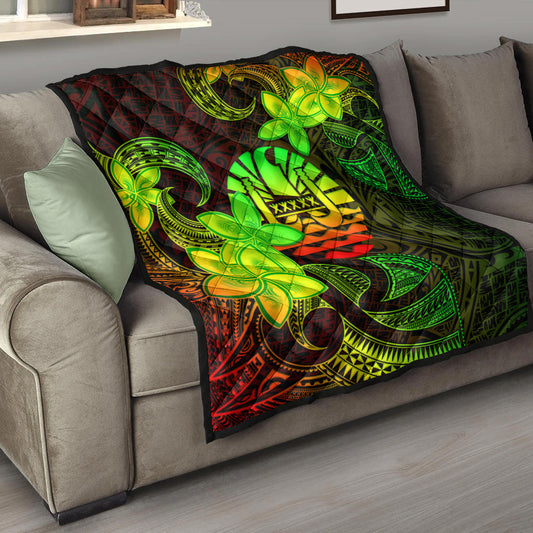Tahiti Premium Quilt Plumeria Flowers Vintage Style Reggae Colors