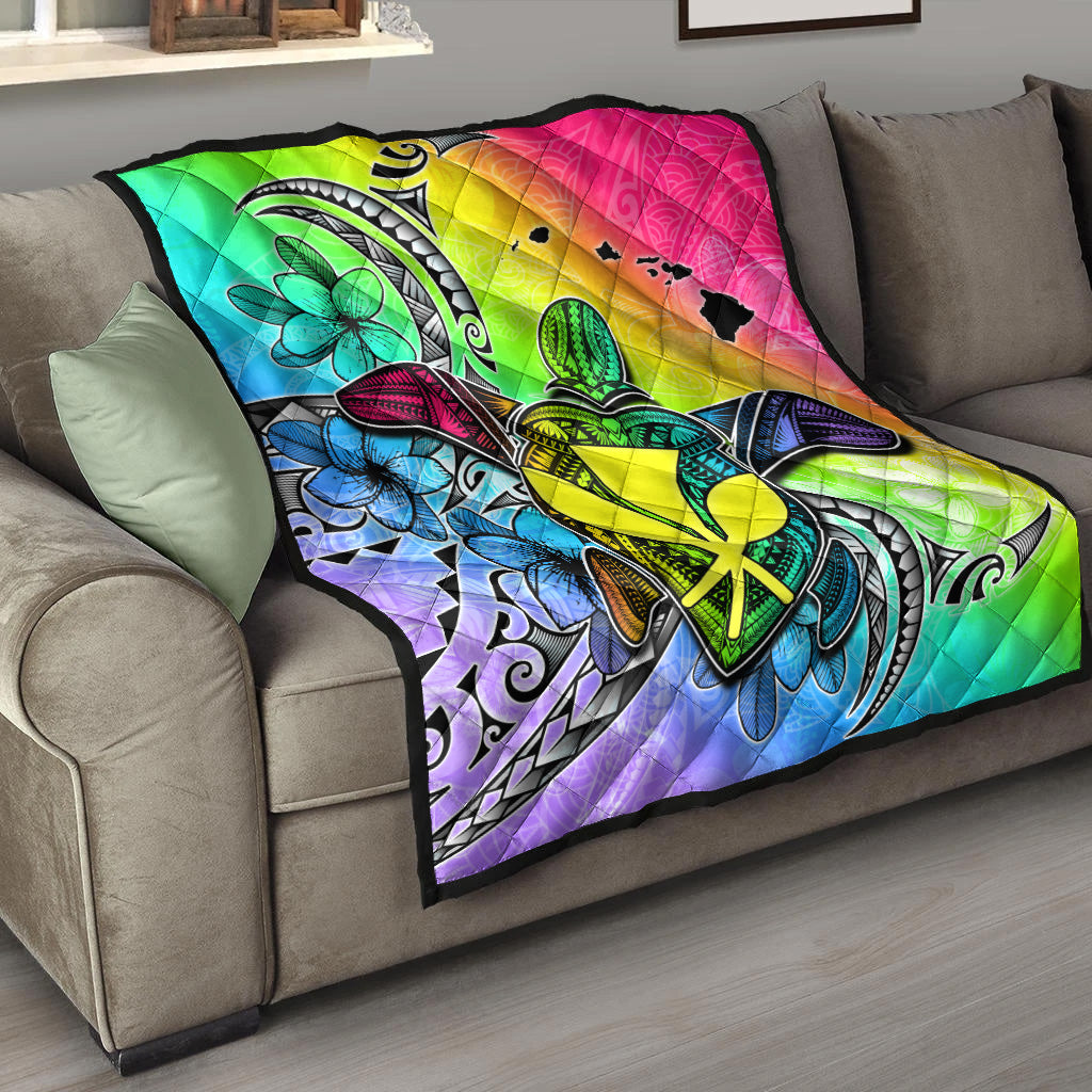Hawaii Premium Quilt Hawaii Map And Turtle Tribal Patterns