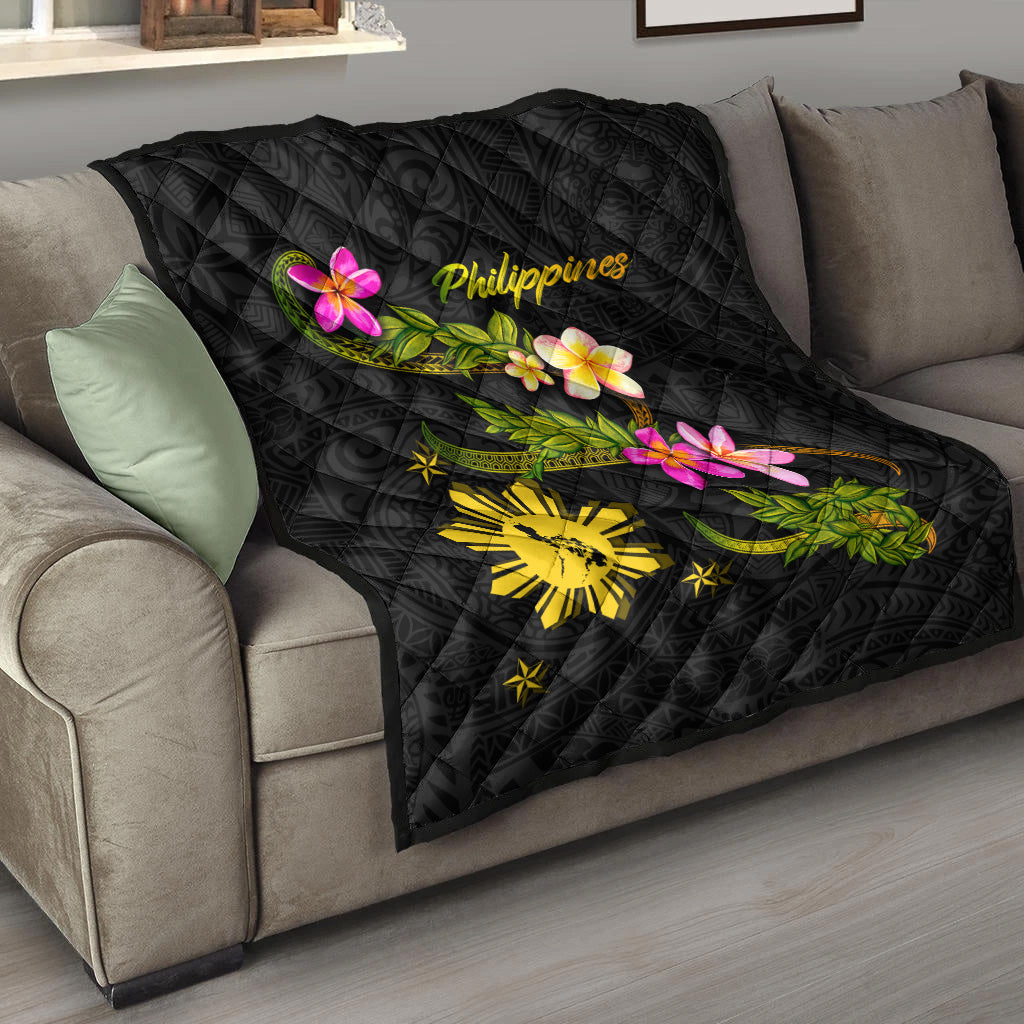 Philippines Filipinos Premium Quilt Philippines Sun And Map Plumeria Tribal