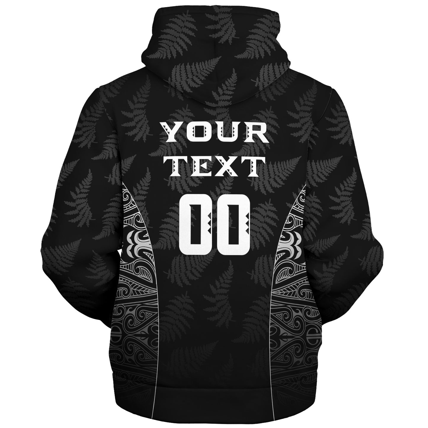 New Zealand Personalized Sherpa Hoodie Rugby Heart Maori Style Silver Fern
