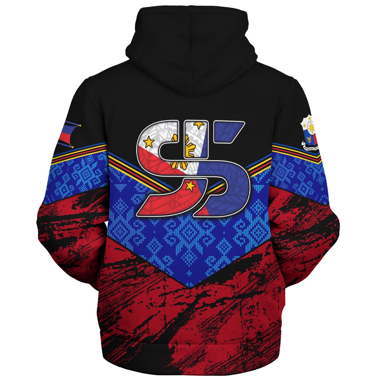 Philippines Filipinos Sherpa Hoodie Filipino Grunge Brush Stroke Style ( SJ Custom )