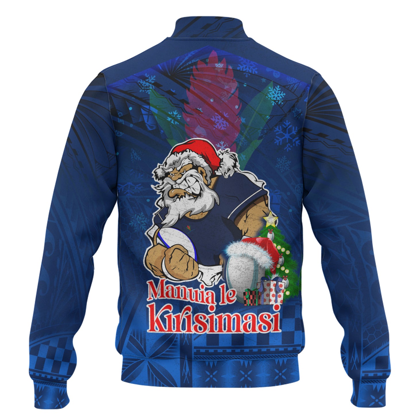 Samoa Baseball Jacket Manuia Le Kirisimasi Rugby Santa Style