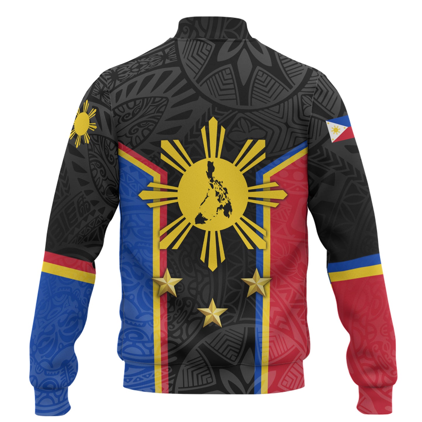 Philippines Filipinos Baseball Jacket Philippines Sun Tribal Pattern Style