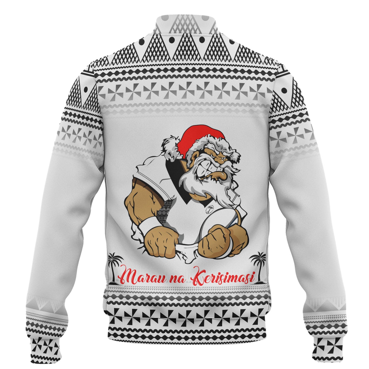 Fiji Baseball Jacket Marau na Kerisimasi Rugby Santa Style