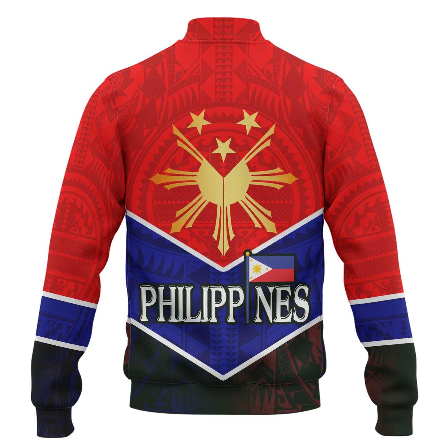 Philippines Filipinos Baseball Jacket Sun Filipinos Tribal Flowers Patterns