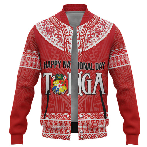 Tonga Custom Personalised Baseball Jacket Happy National Day