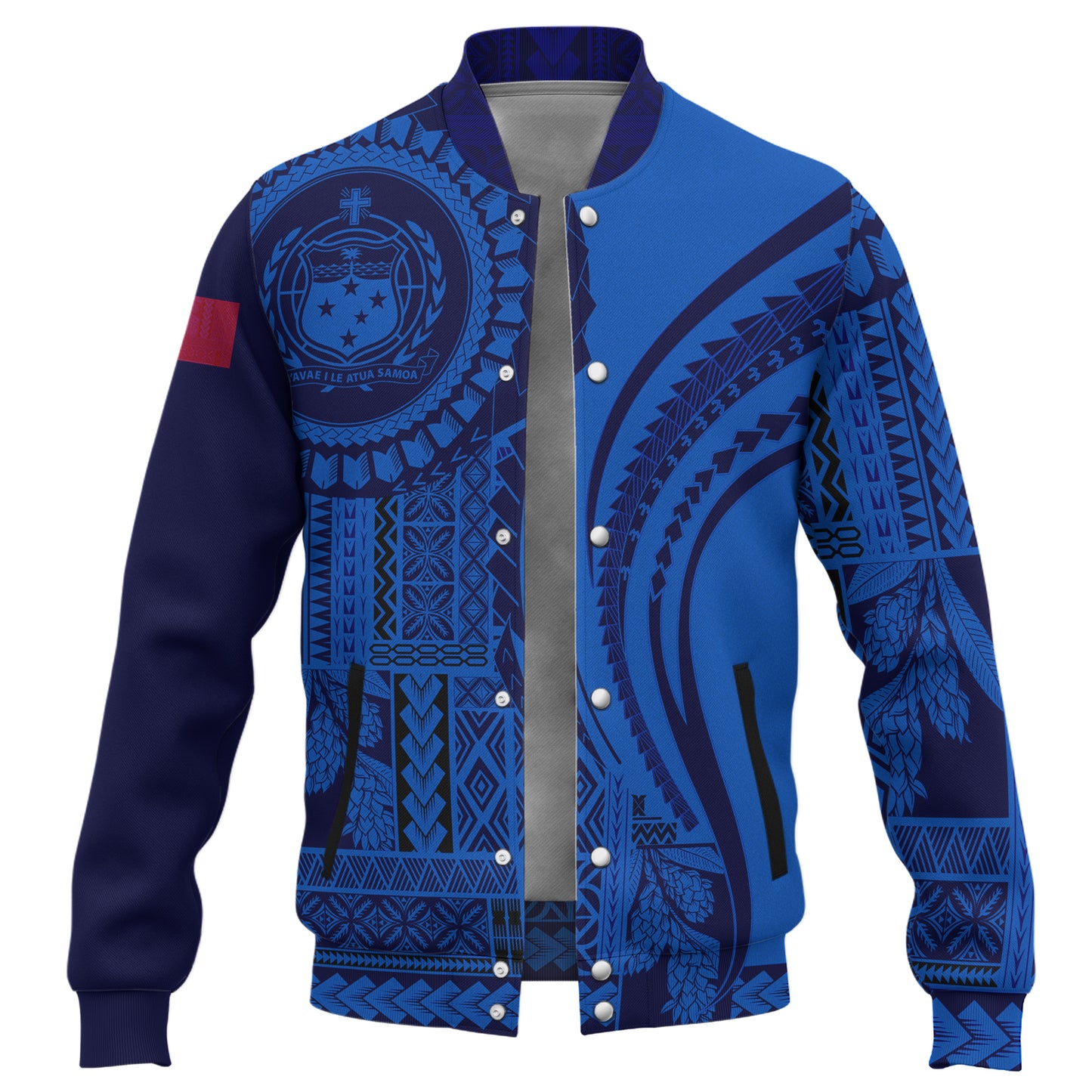 Samoa Baseball Jacket Seal Samoan Siapo Blue Design