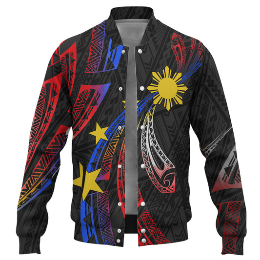 Philippines Filipinos Baseball Jacket Tribal Pattern Filipinos Sun