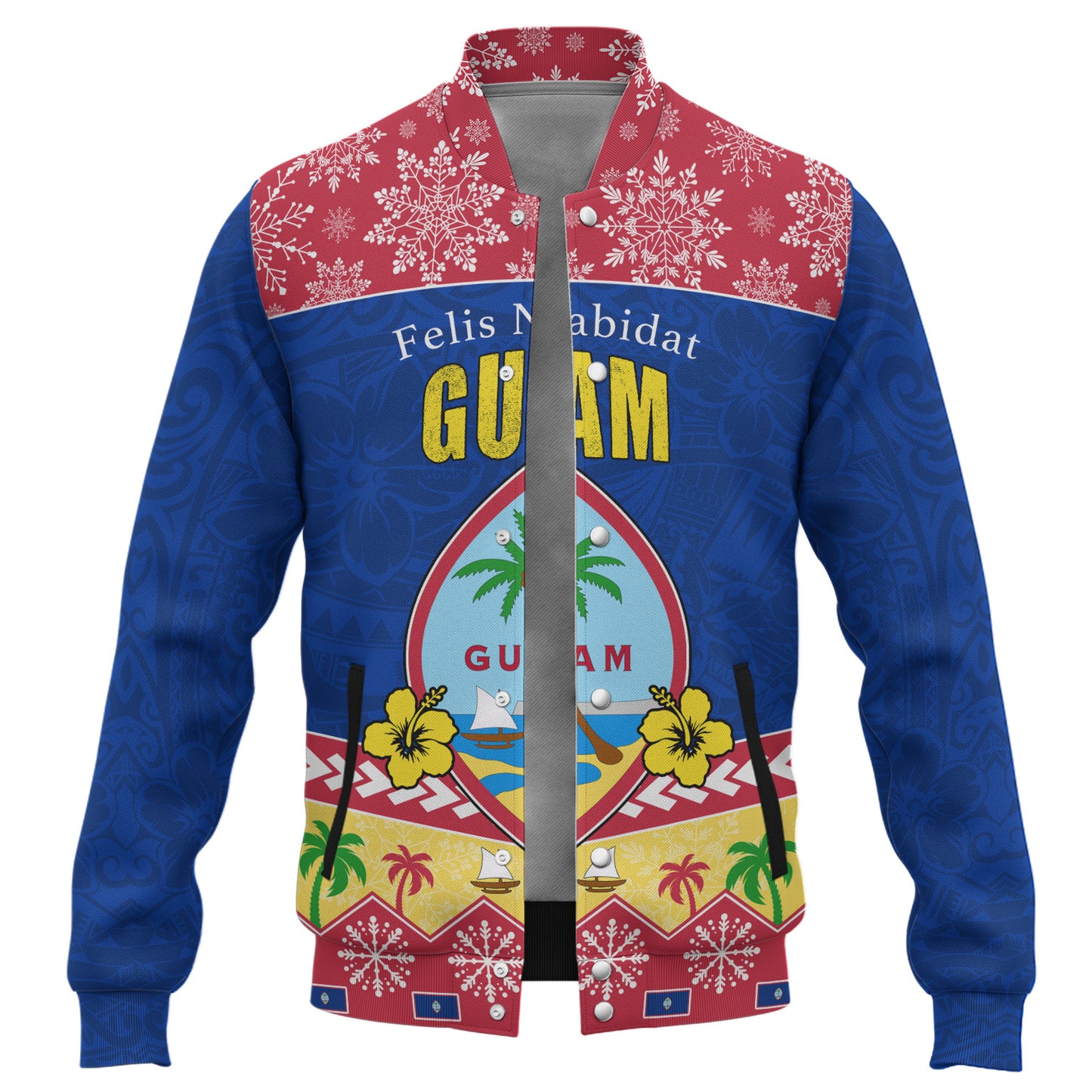 Guam Baseball Jacket Felis Nabidat Polynesian Style