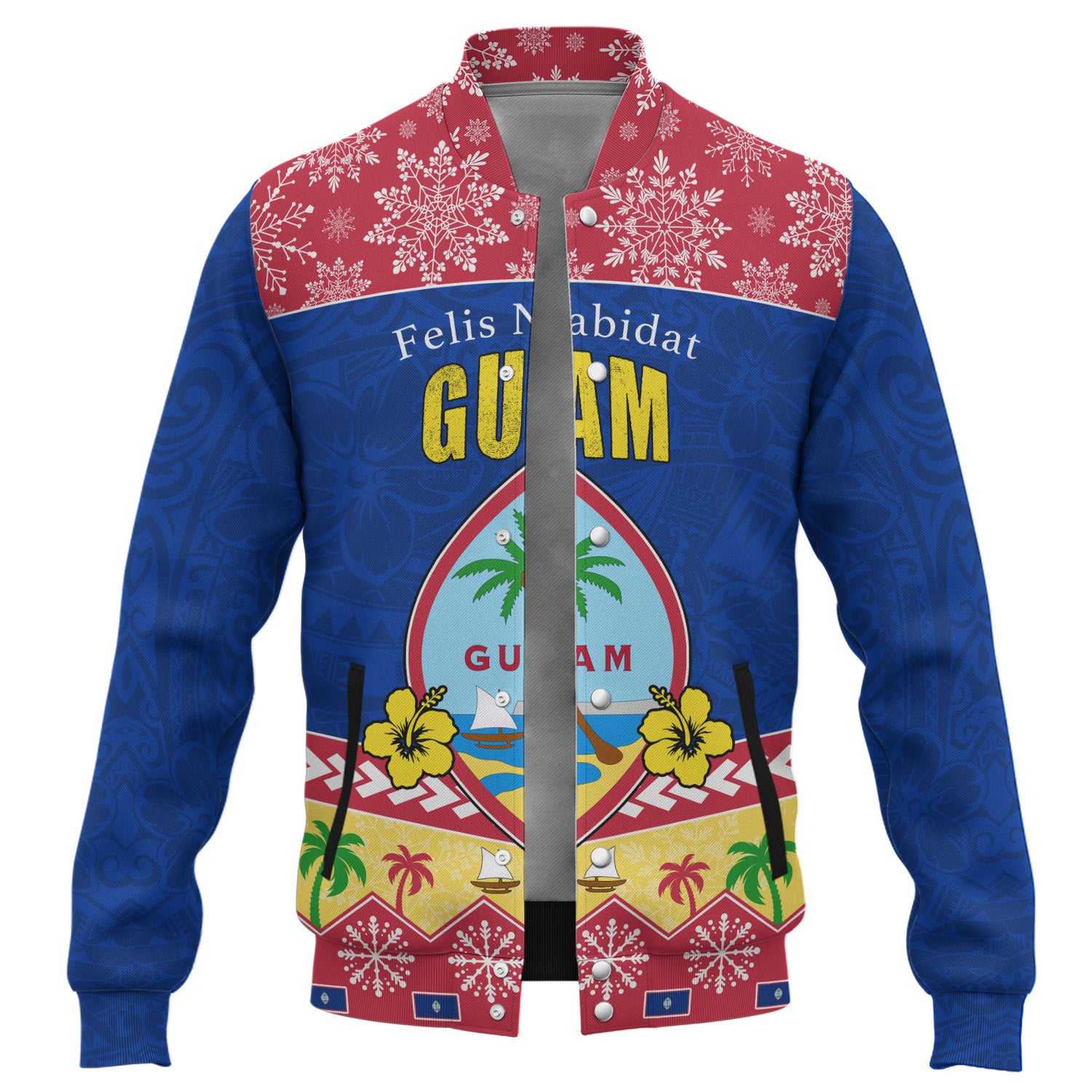 Guam Baseball Jacket Felis Nabidat Polynesian Style