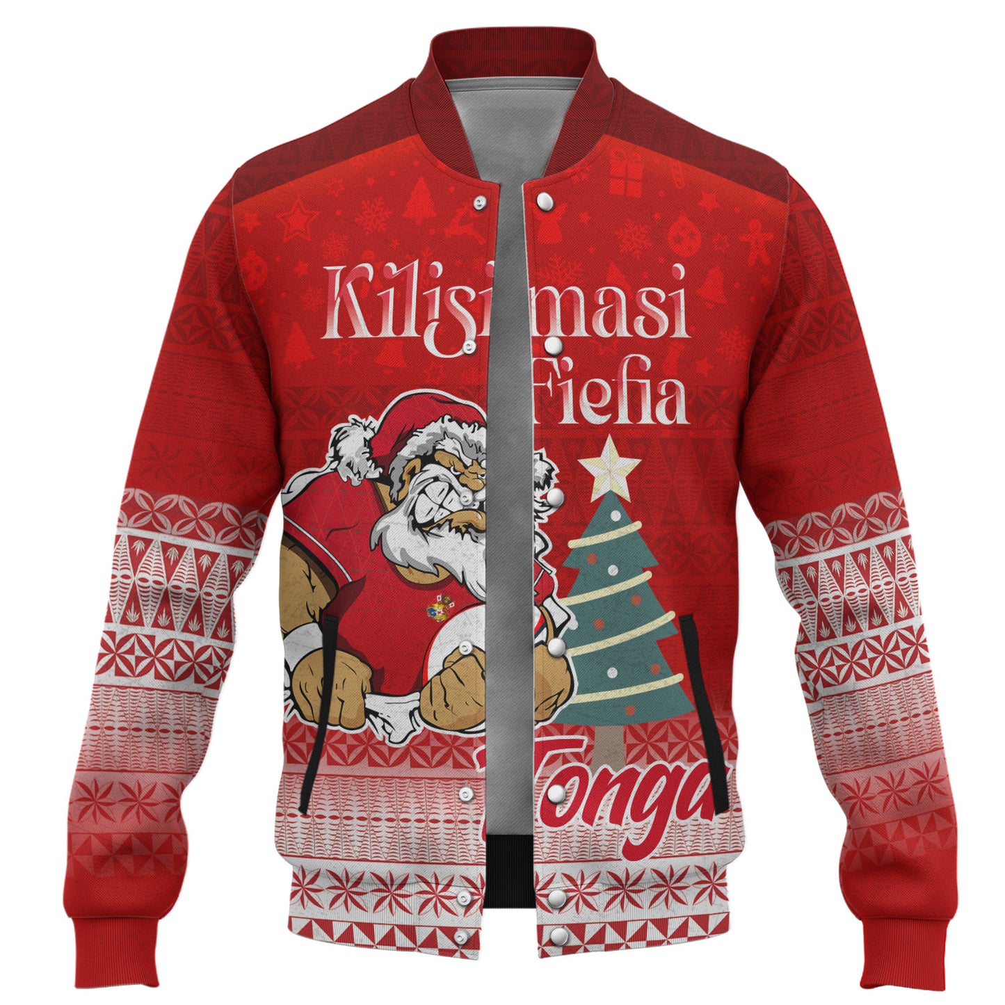 Tonga Baseball Jacket Kilisimasi Fiefia Rugby Santa Style