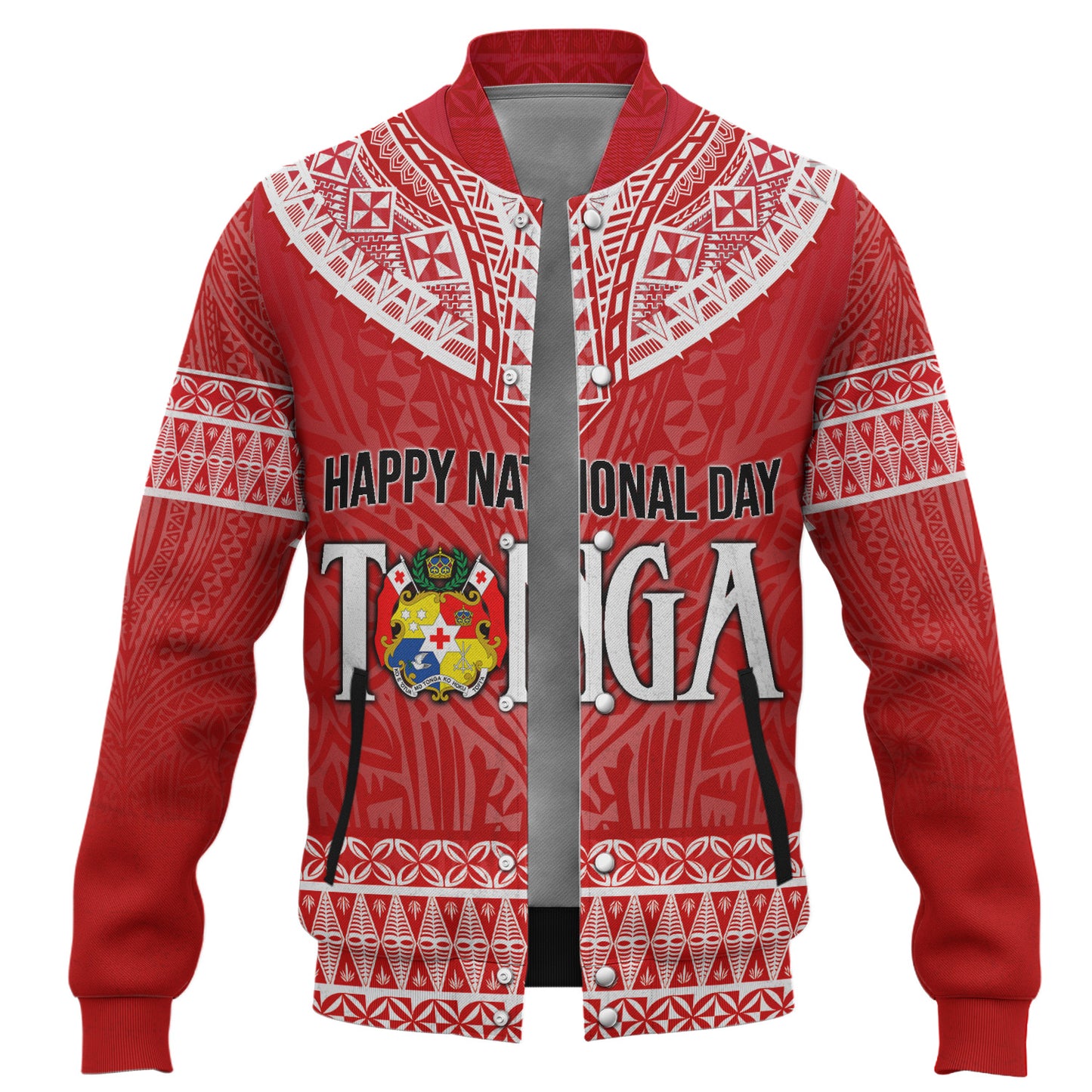 Tonga Custom Personalised Baseball Jacket Happy National Day