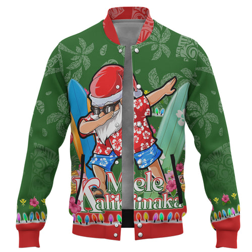 Hawaii Baseball Jacket Mele Kalikimaka Dabbing Santa Christmas Style