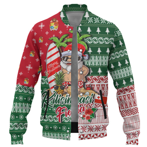 Tonga Baseball Jacket Kilisimasi Fiefia Tropical Xmas Patterns