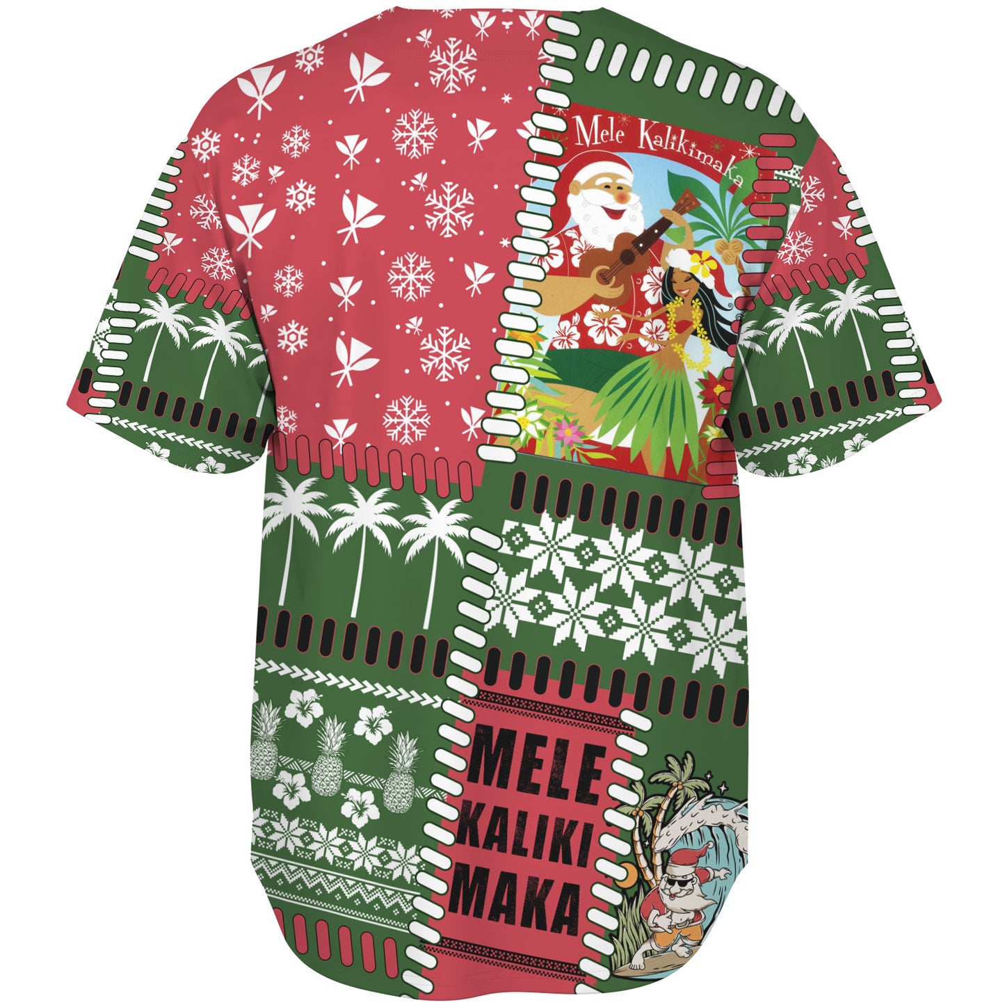 Hawaii Baseball Shirt Santa Surfing Mele Kalikimaka Kanaka Maoli