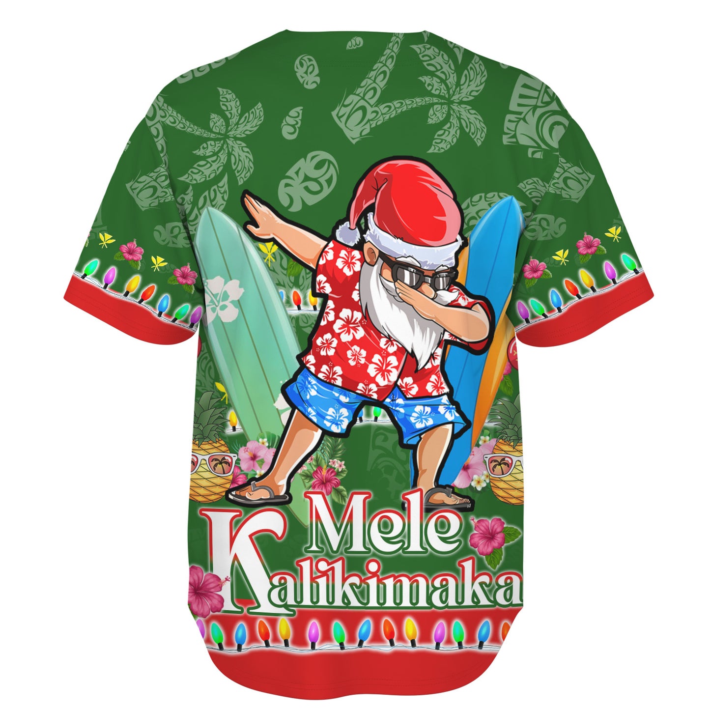 Hawaii Baseball Shirt Mele Kalikimaka Dabbing Santa Christmas Style