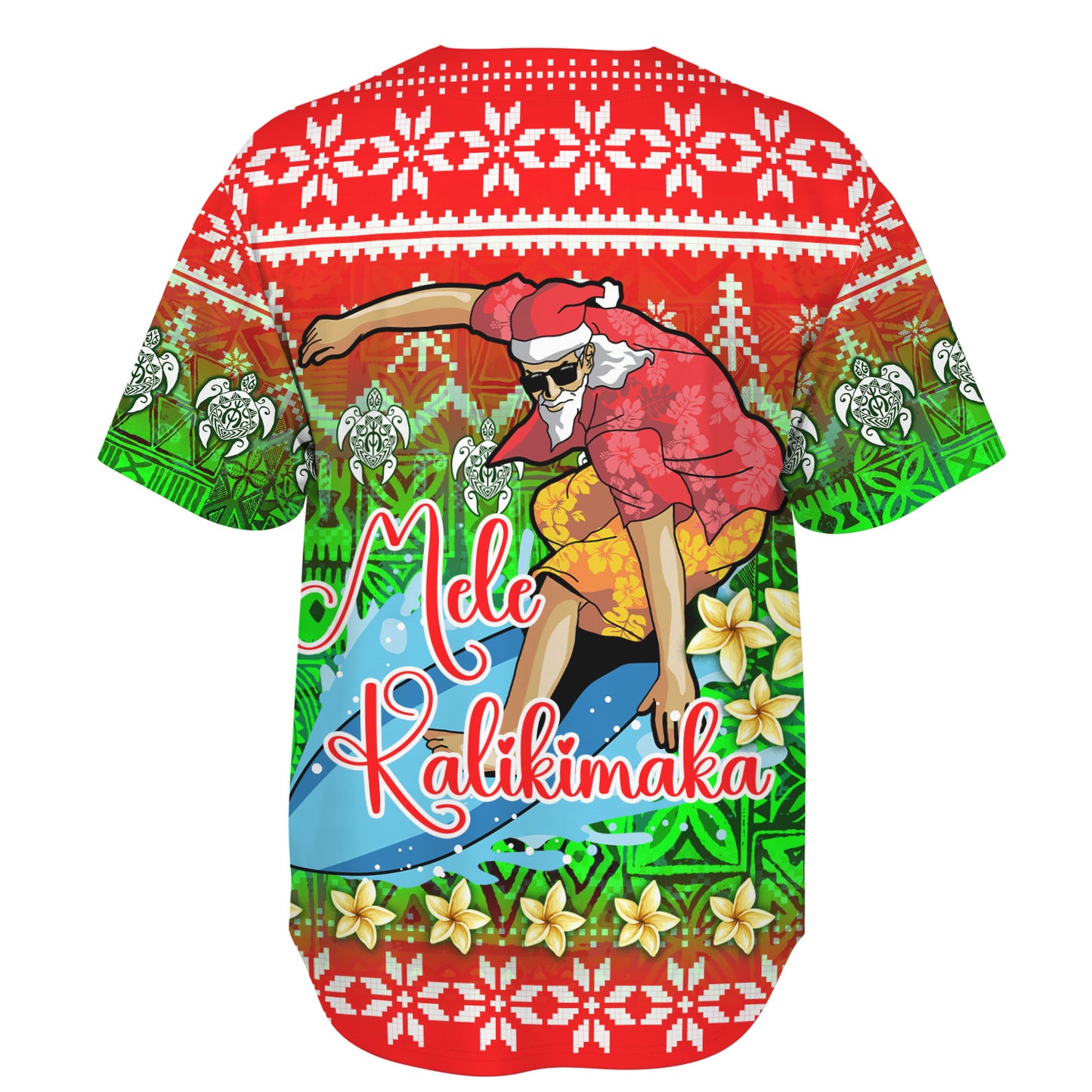 Hawaii Baseball Shirt Santa Surfing Mele Kalikimaka Style