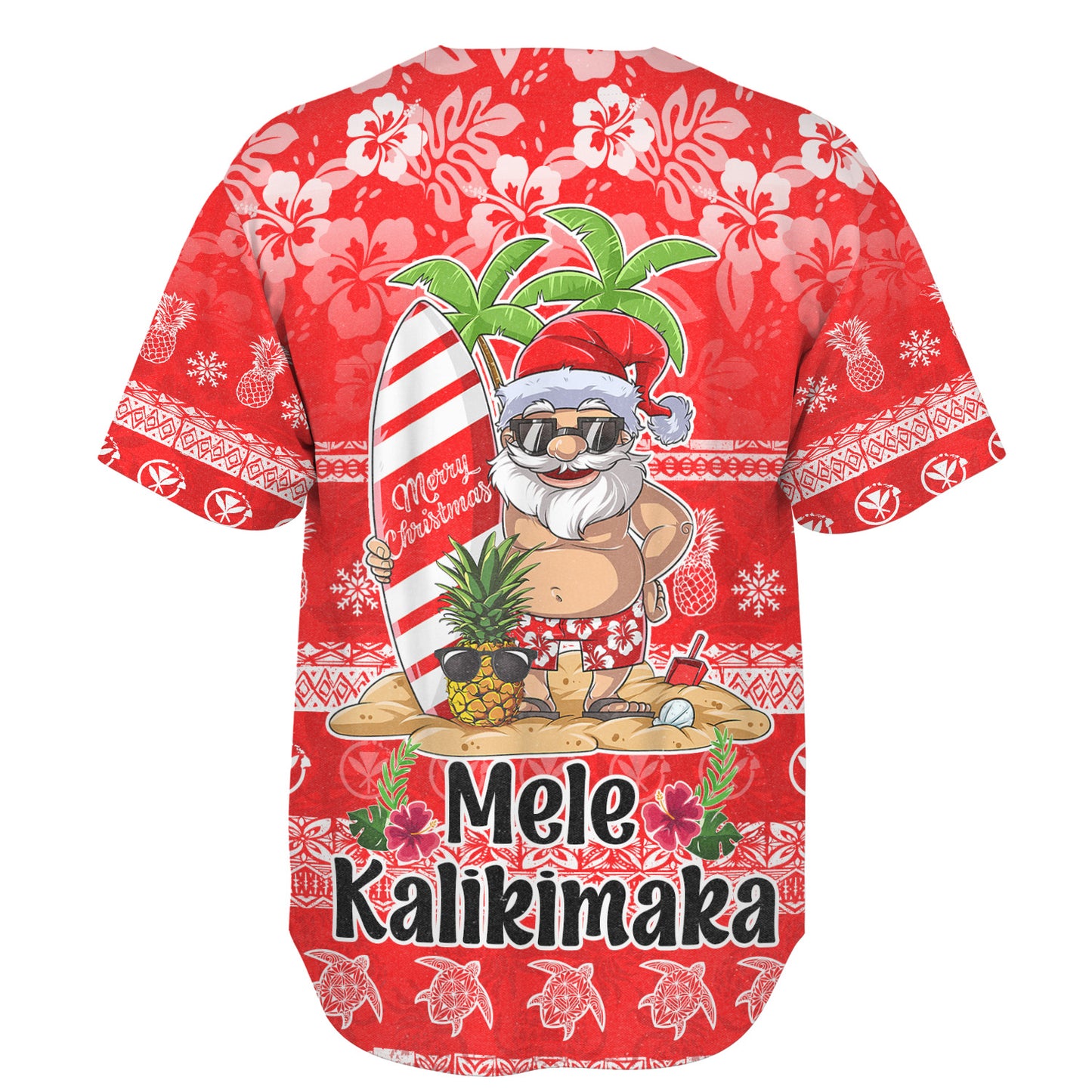 Hawaii Baseball Shirt Mele Kalikimaka Merry Christmas Tree Pineapple Tropical