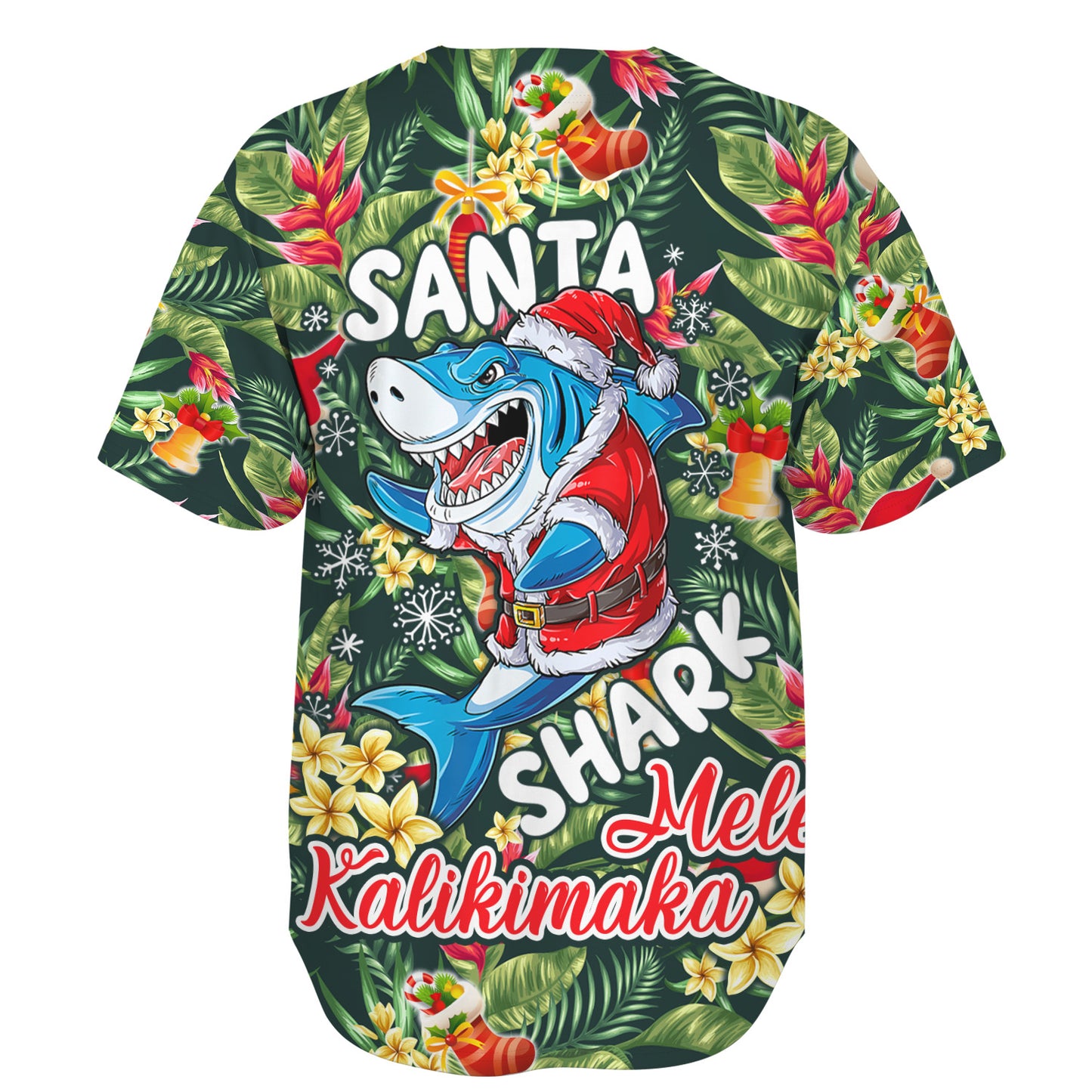 Hawaii Baseball Shirt Mele Kalikimaka Santa Shark Tropical Style