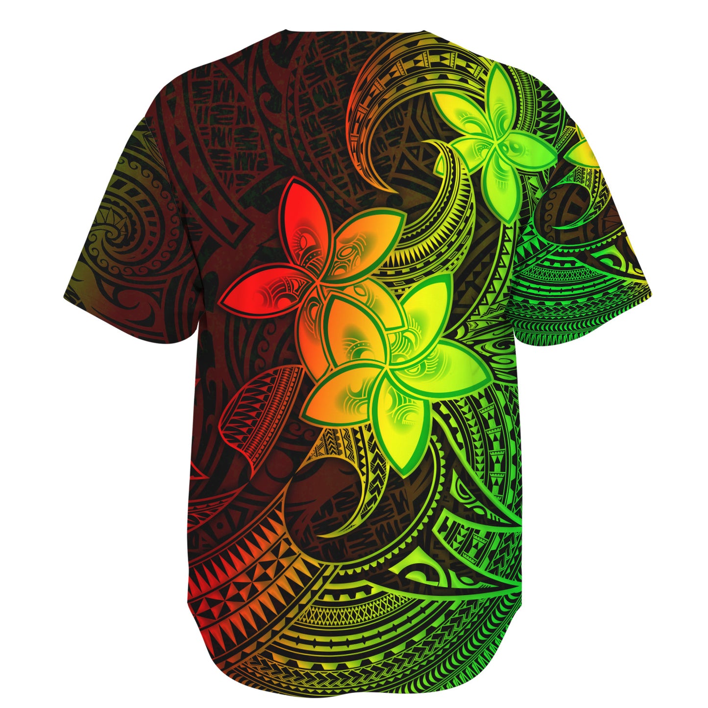 Guam Baseball Shirt Plumeria Flowers Vintage Style Reggae Colors