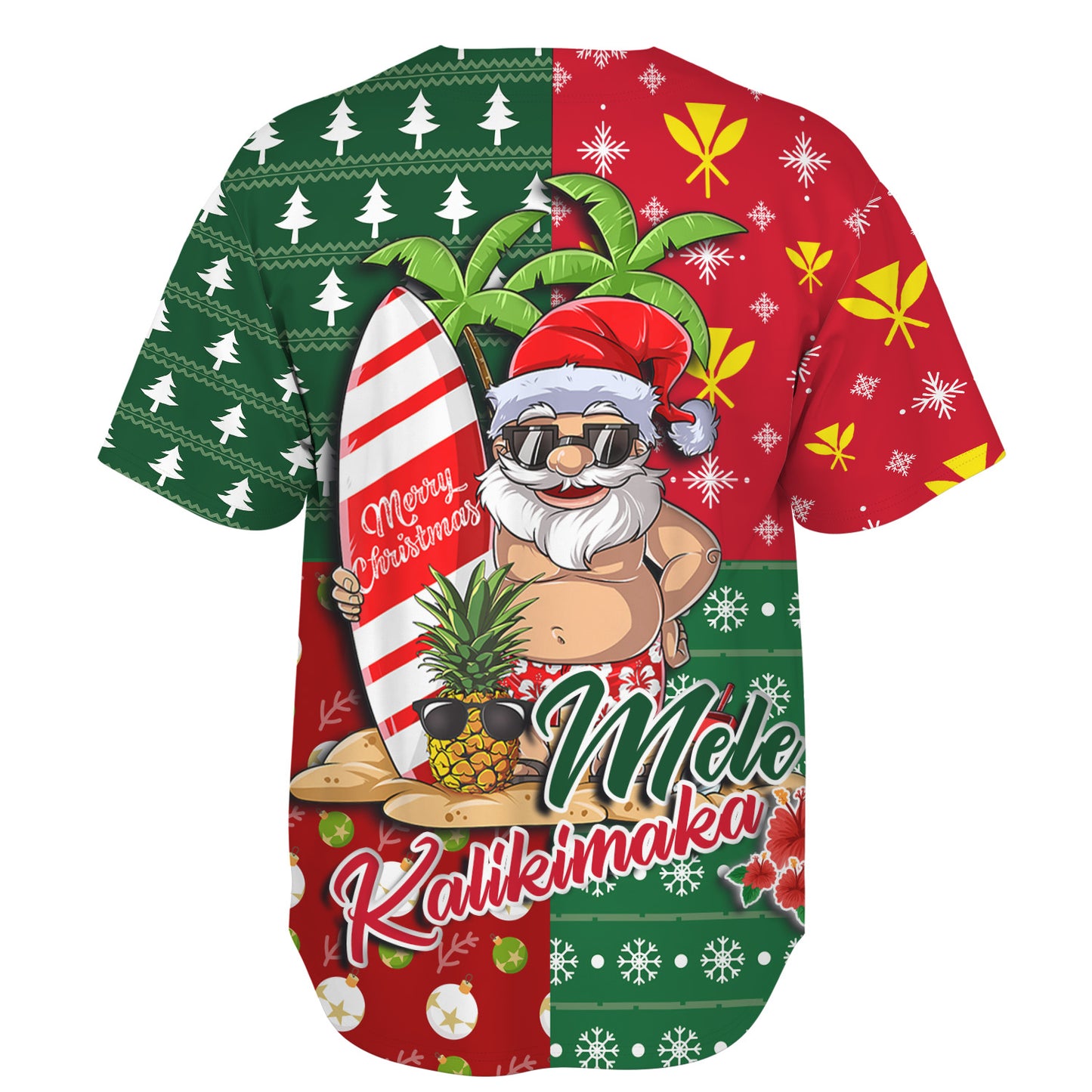Hawaii Baseball Shirt Mele Kalikimaka Hawaii Christmas Patterns