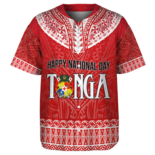 Tonga Custom Personalised Baseball Shirt Happy National Day