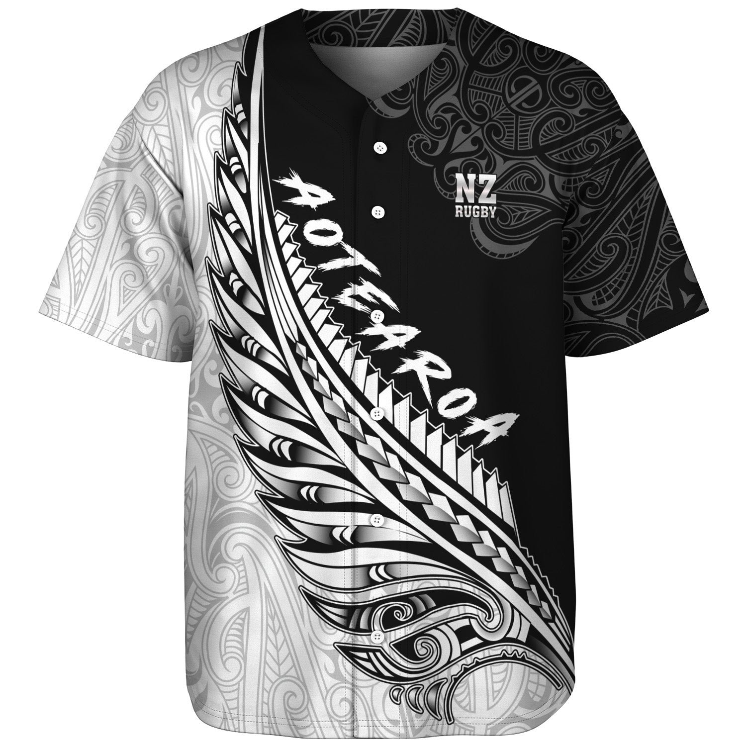 New Zealand Baseball Shirt Maori Silver Fern Rugby Vibe