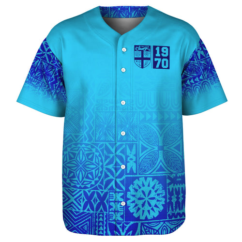 Fiji Baseball Shirt Fiji Independence 1970 Tapa Style ( Ver 2)