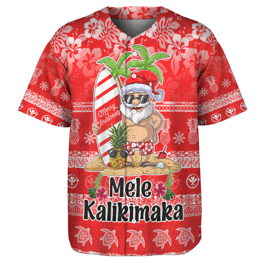 Hawaii Baseball Shirt Mele Kalikimaka Merry Christmas Tree Pineapple Tropical